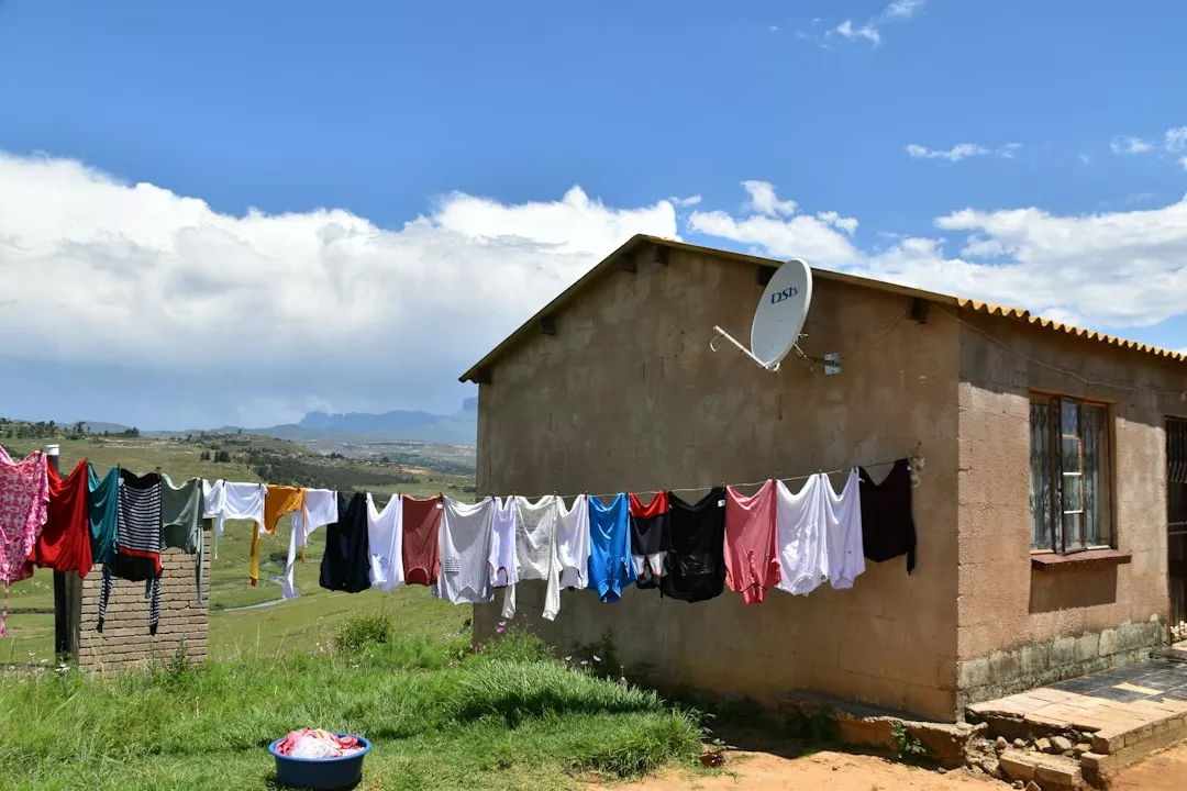 Clothes hanging out to dry on a clothes line